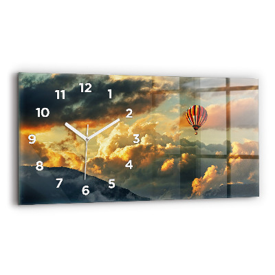 Horloge murale horizontale Vol en ballon dans les nuages