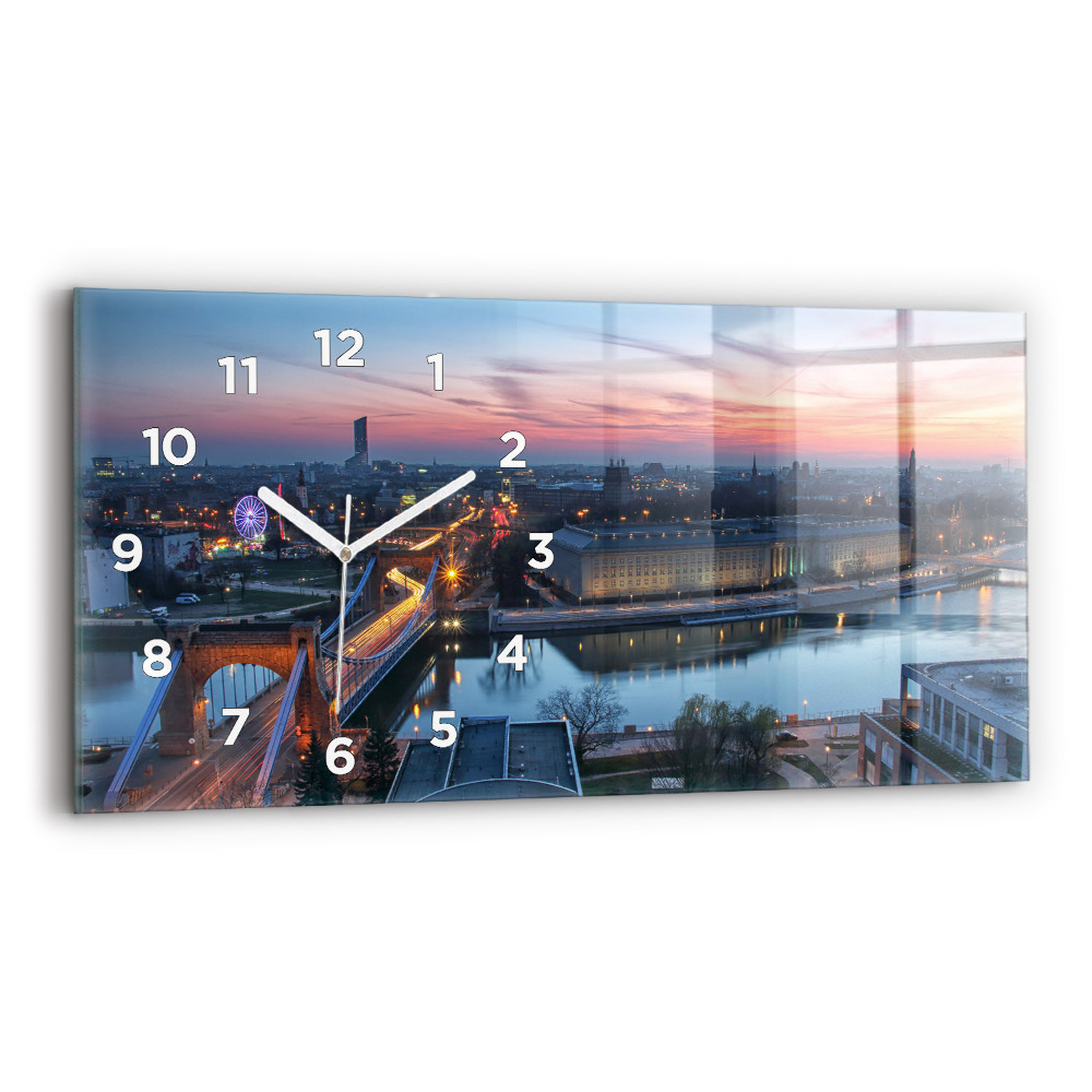 Horloge murale horizontale Wrocław vue d'un drone
