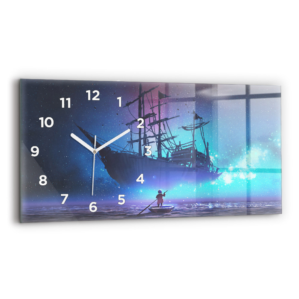 Horloge rectangulaire horizontale Voilier fantastique