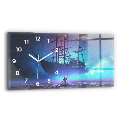 Horloge rectangulaire horizontale Voilier fantastique