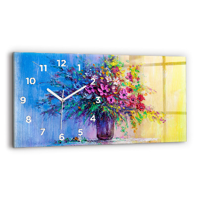 Horloge horizontale en verre Fleurs dans un vase
