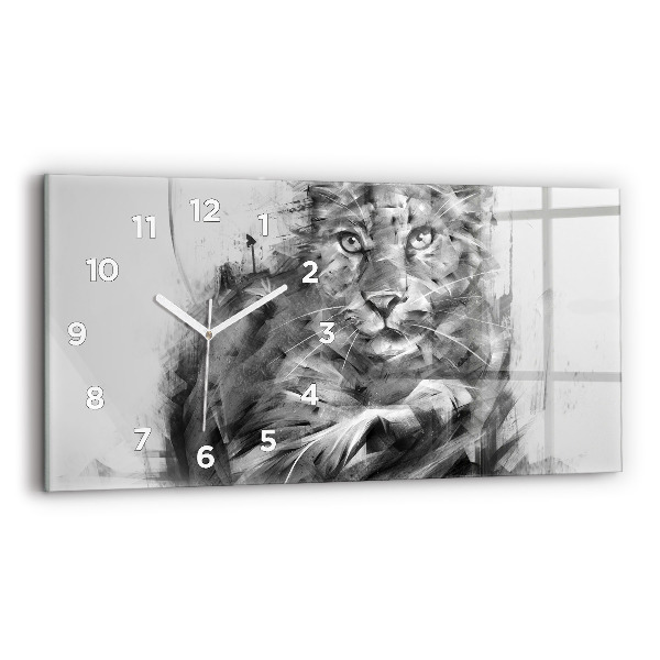 Horloge rectangulaire horizontale Lion peint