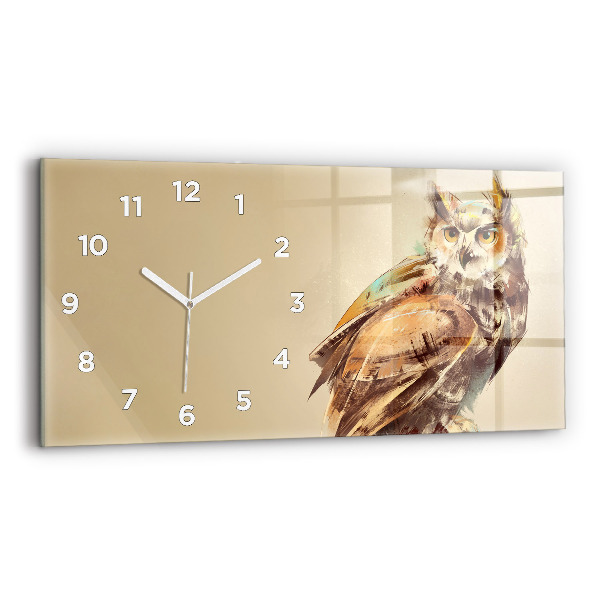 Horloge rectangulaire horizontale Hibou - un signe de sagesse