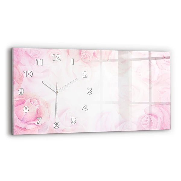 Horloge murale horizontale Roses abstraites