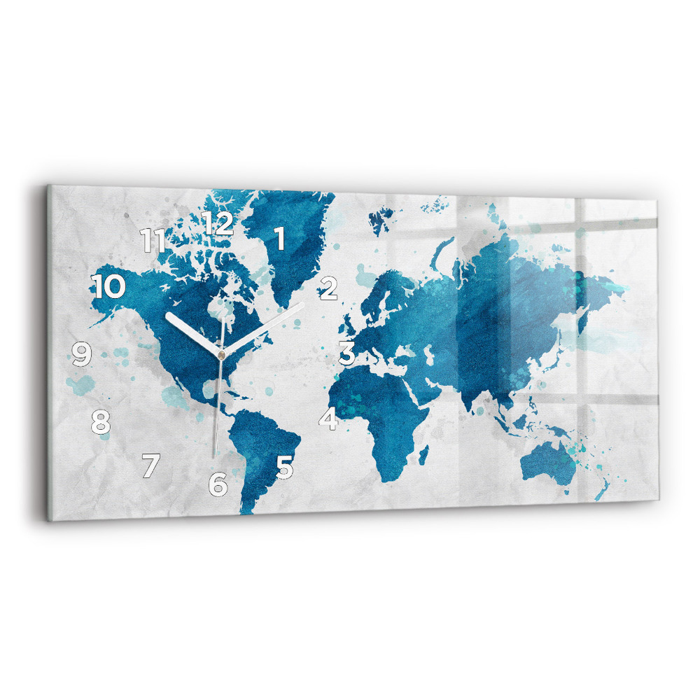 Horloge horizontale en verre Carte du monde