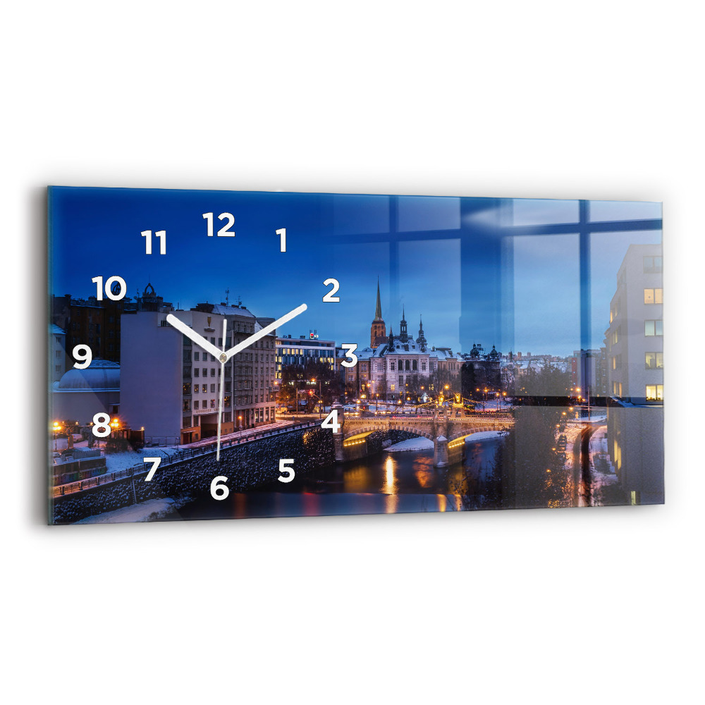Horloge horizontale en verre Panorama de Pilsen