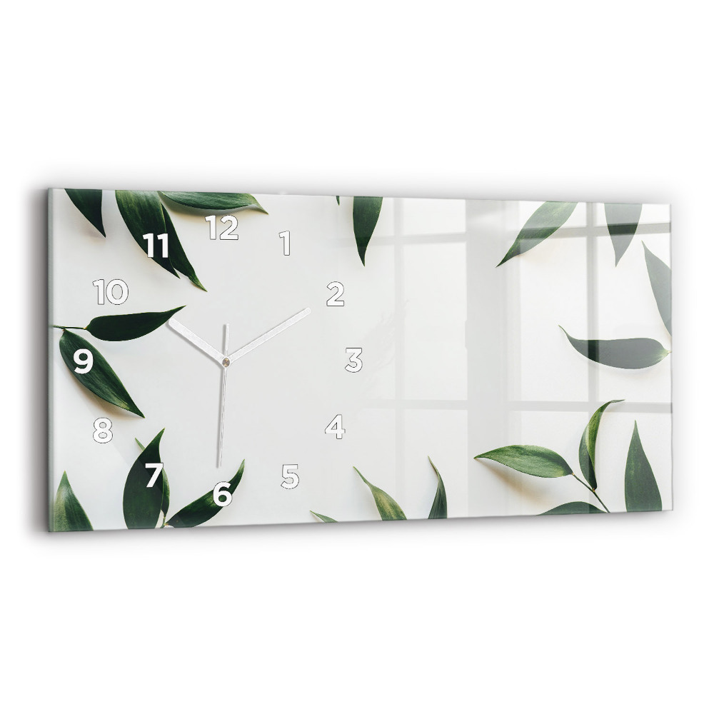 Horloge murale horizontale Cadre de feuilles
