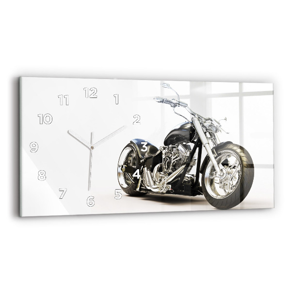 Horloge rectangulaire horizontale Moto noire