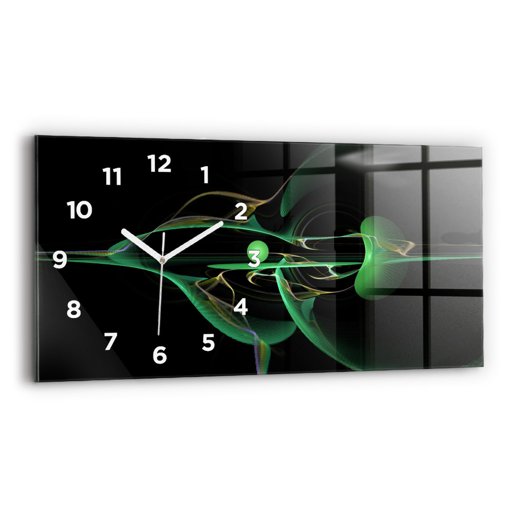 Horloge horizontale en verre Abstraction verte