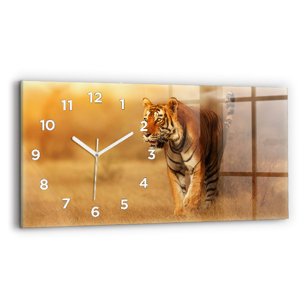 Horloge horizontale en verre Chasse au tigre