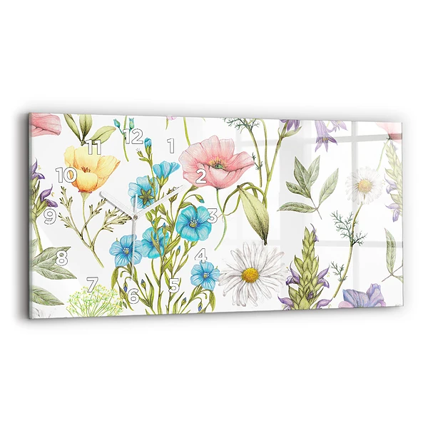 Horloge horizontale en verre Composition de fleurs