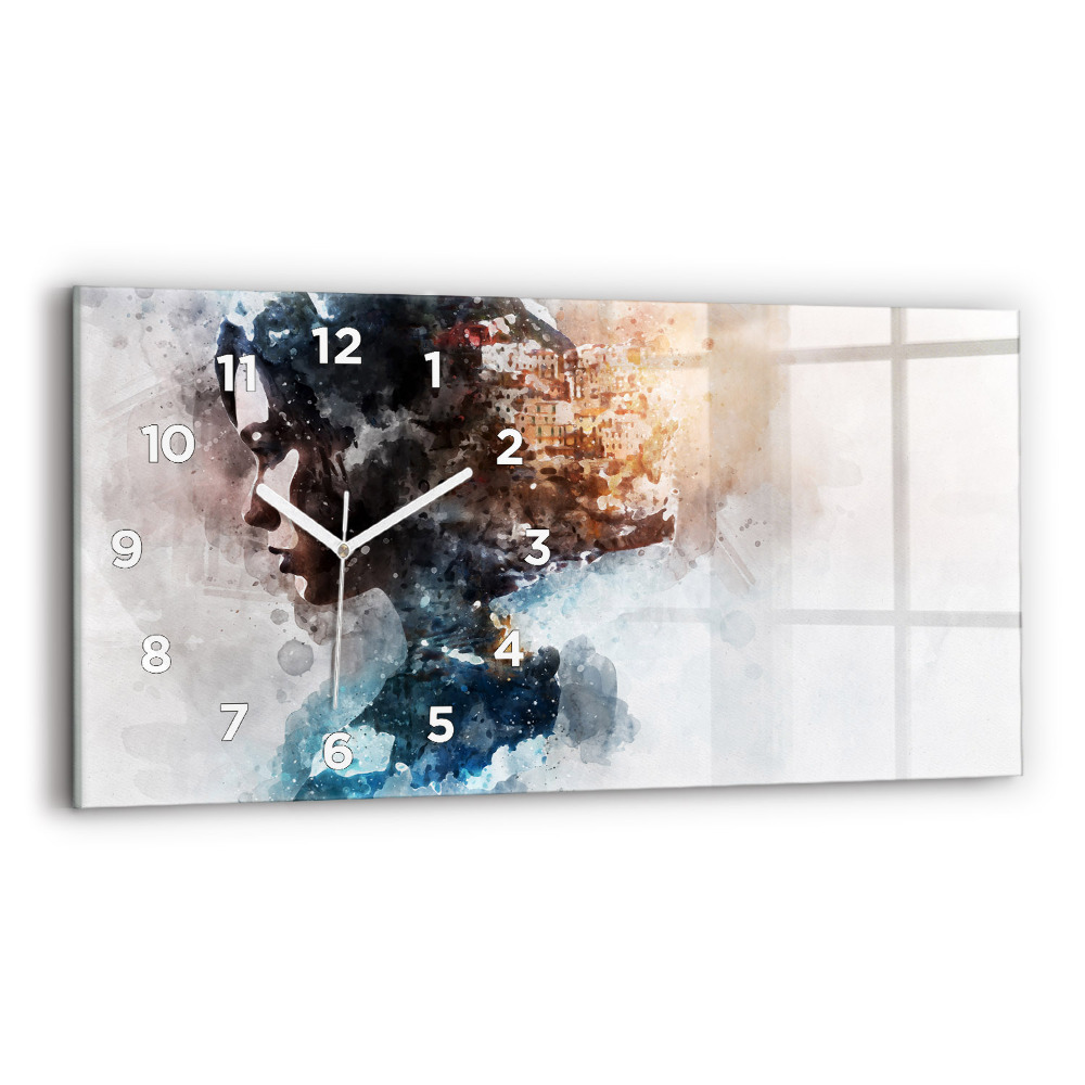 Horloge horizontale en verre Le passé à l'arrière de la tête