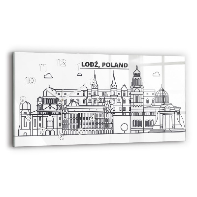 Horloge murale horizontale Panorama de l'architecture de Łódź