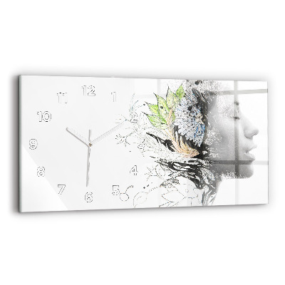 Horloge rectangulaire horizontale Visage abstrait d'une femme
