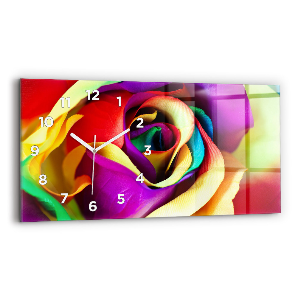 Horloge rectangulaire horizontale Rose arc-en-ciel