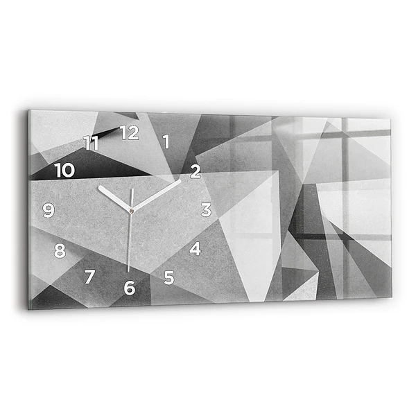 Horloge murale horizontale Abstraction géométrique grise