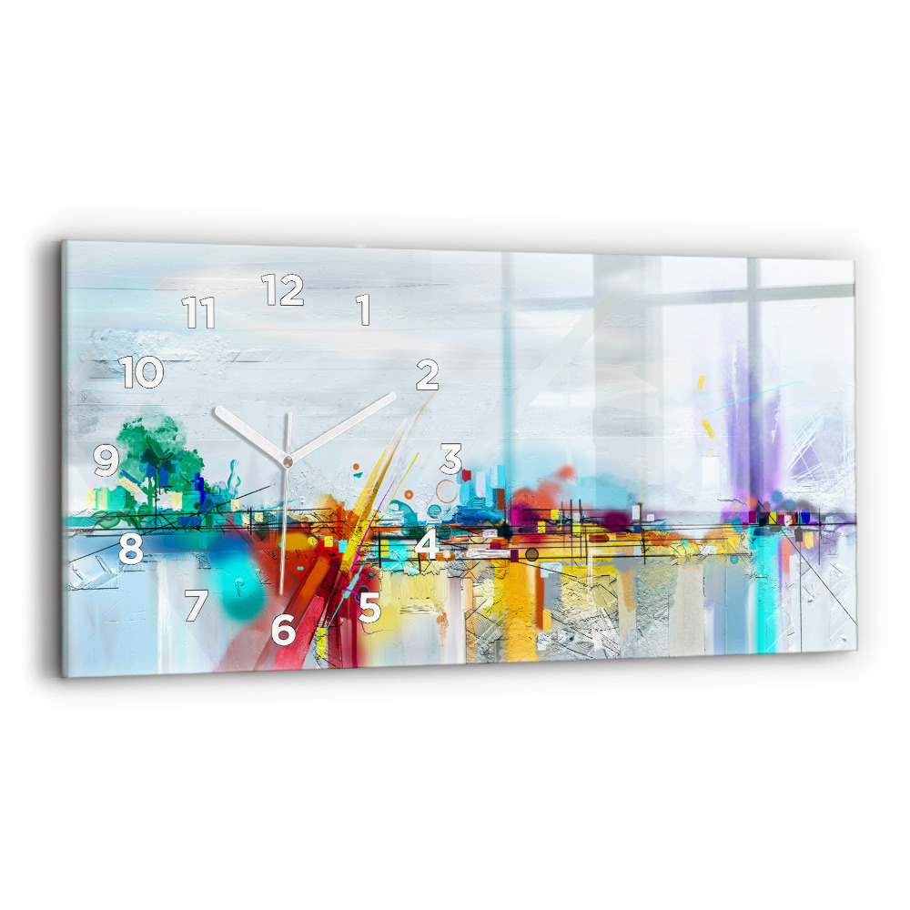 Horloge murale horizontale Paysage abstrait à l'huile
