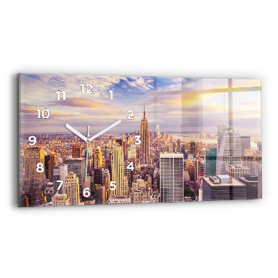 Horloge rectangulaire horizontale Coucher de soleil à New York
