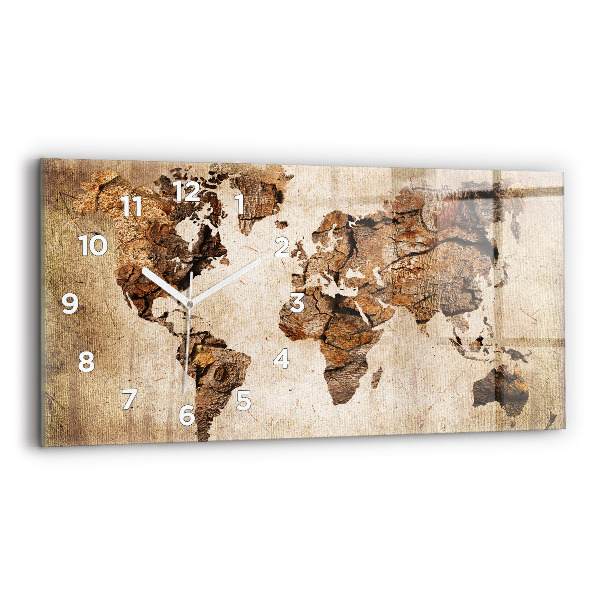 Horloge rectangulaire horizontale Carte du monde ancienne