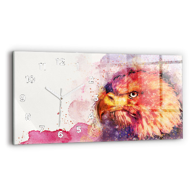Horloge horizontale en verre Fond d'aquarelle d'un aigle