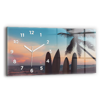 Horloge murale horizontale Surf sur la plage