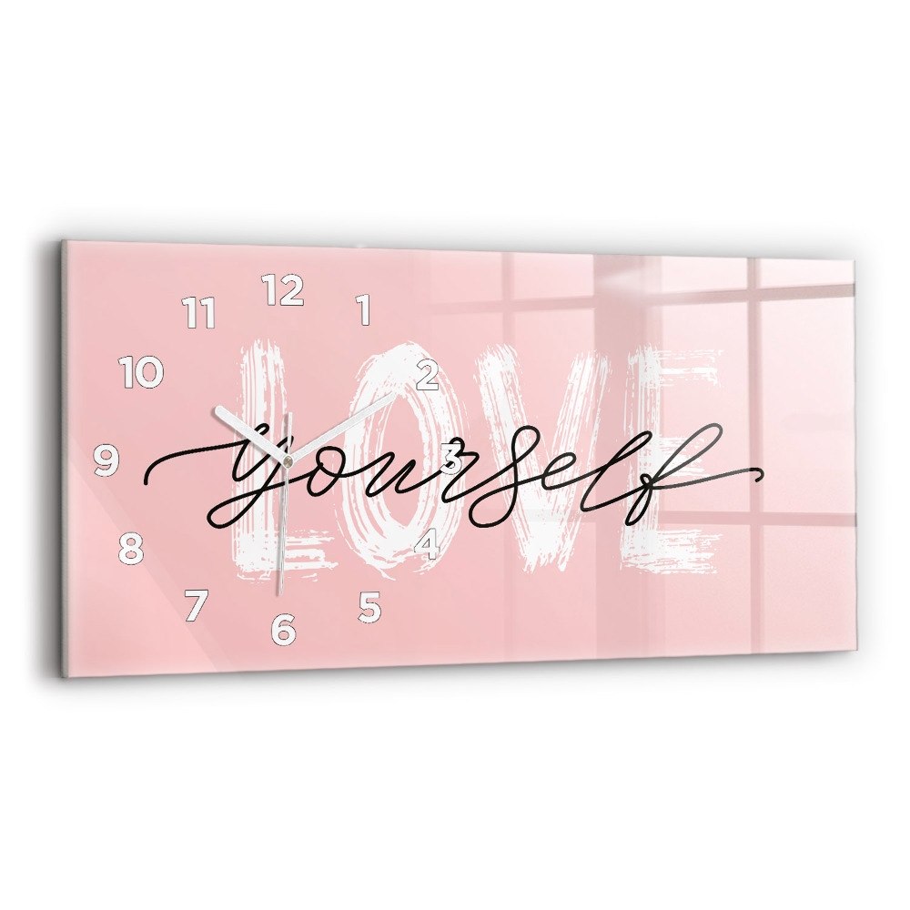 Horloge rectangulaire horizontale Inscription "Love yourself