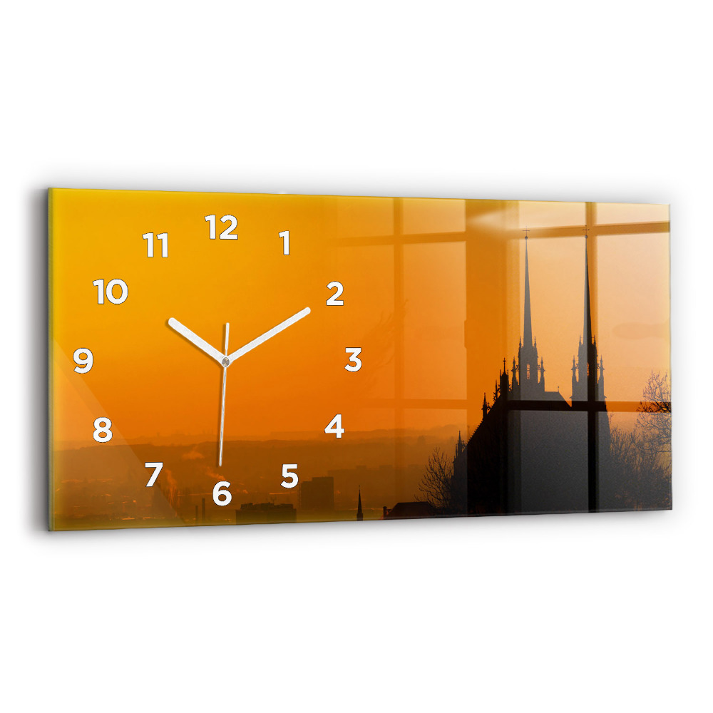 Horloge horizontale en verre Vue de la cathédrale de Brno