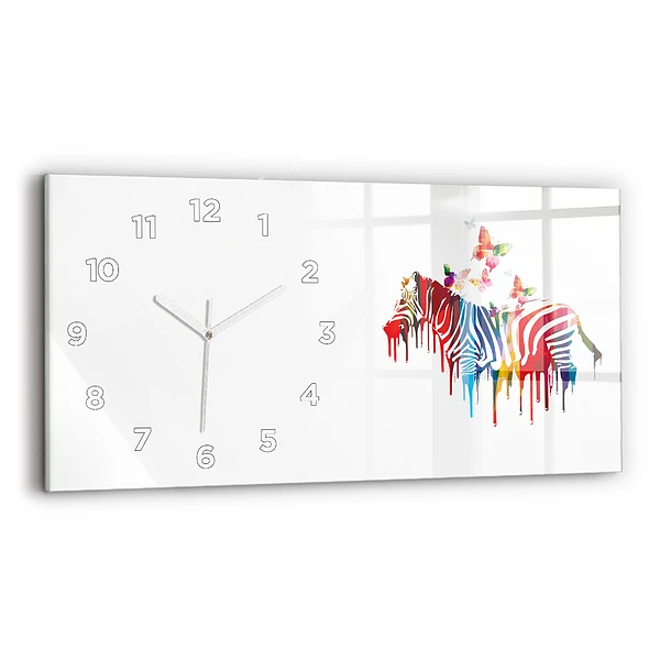 Horloge horizontale en verre Zèbre coloré
