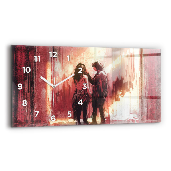 Horloge murale horizontale Jeune couple amoureux