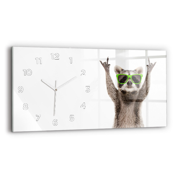 Horloge rectangulaire horizontale Raton laveur avec des lunettes