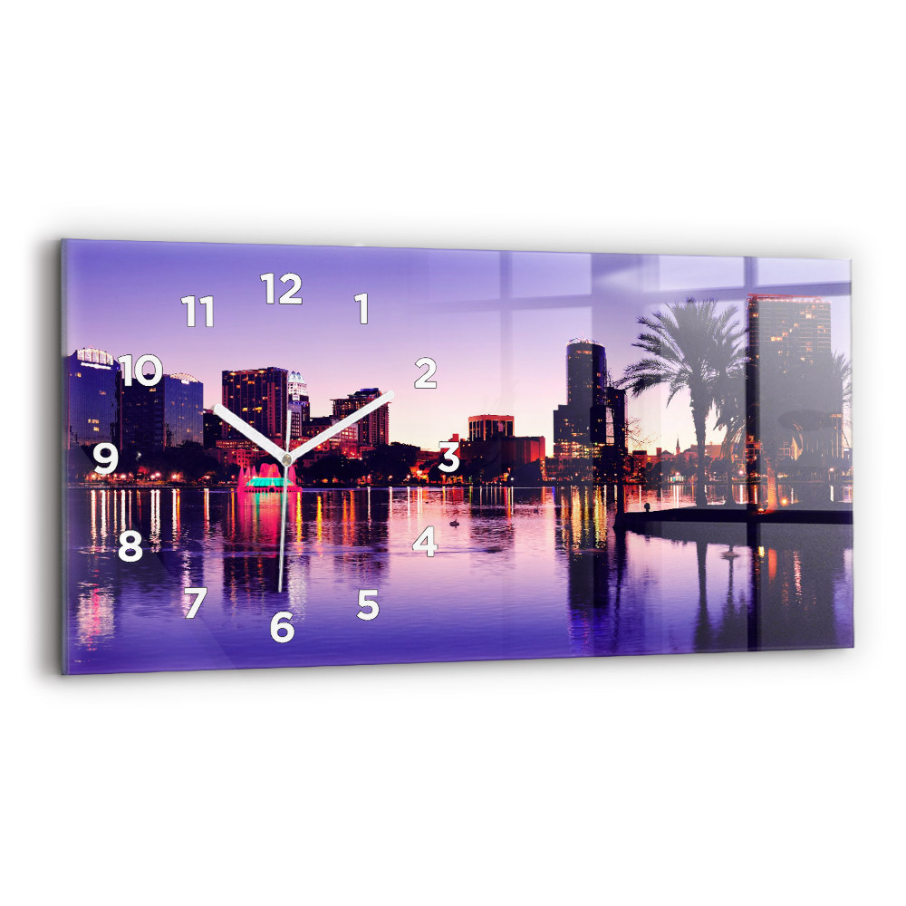 Horloge murale horizontale Ligne d'horizon de la ville d'Orlando
