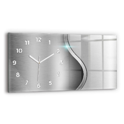 Horloge horizontale en verre Métal gris abstrait