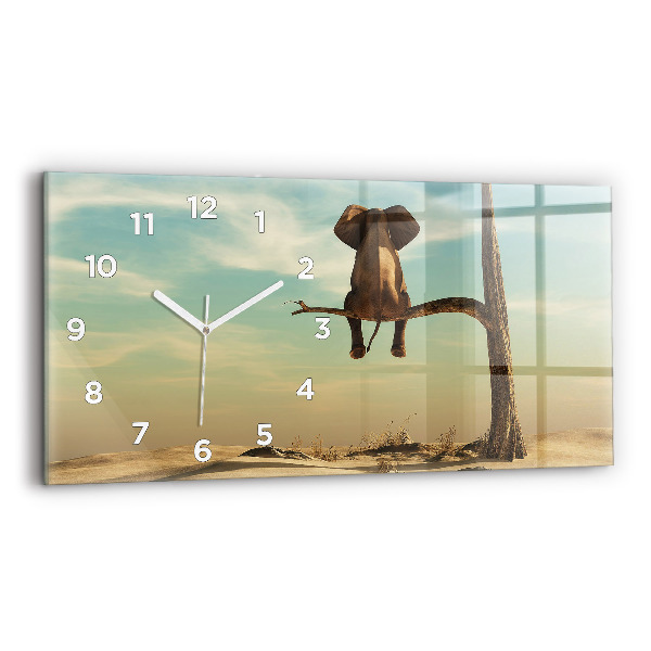 Horloge rectangulaire horizontale Éléphant dans un arbre