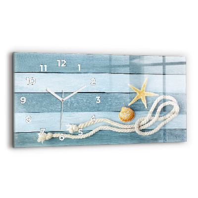 Horloge murale horizontale Planches rayées et coquillage