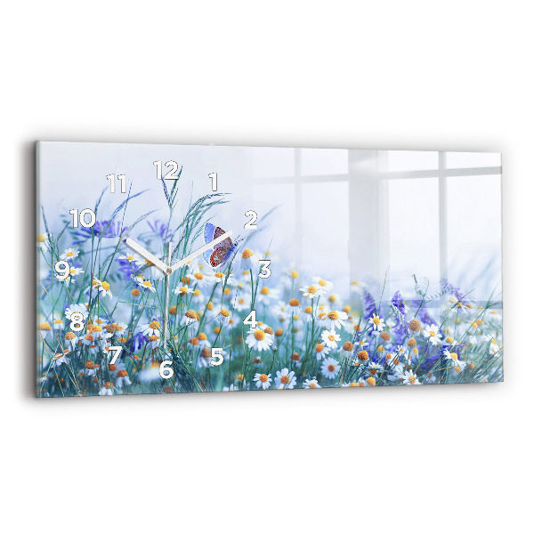 Horloge rectangulaire horizontale Papillon dans une prairie