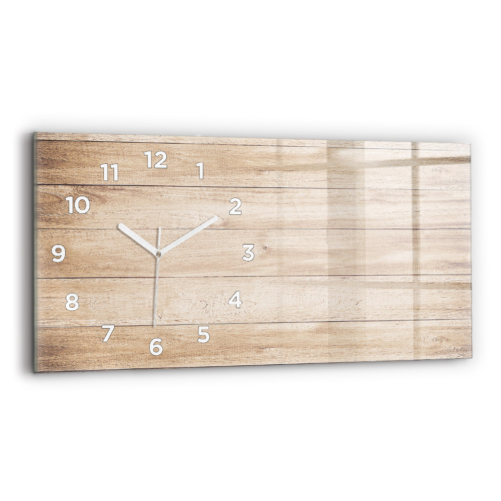 Horloge horizontale en verre Texture de bois