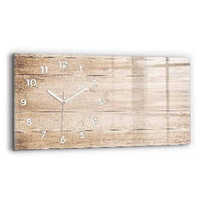 Horloge horizontale en verre Texture de bois
