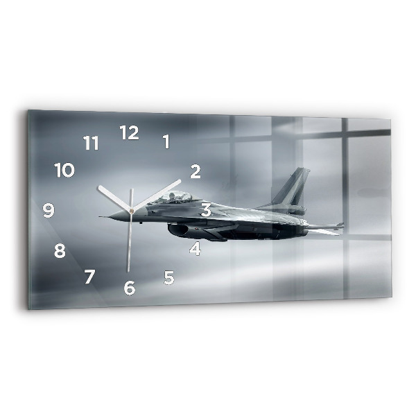 Horloge murale horizontale Avion militaire en vol