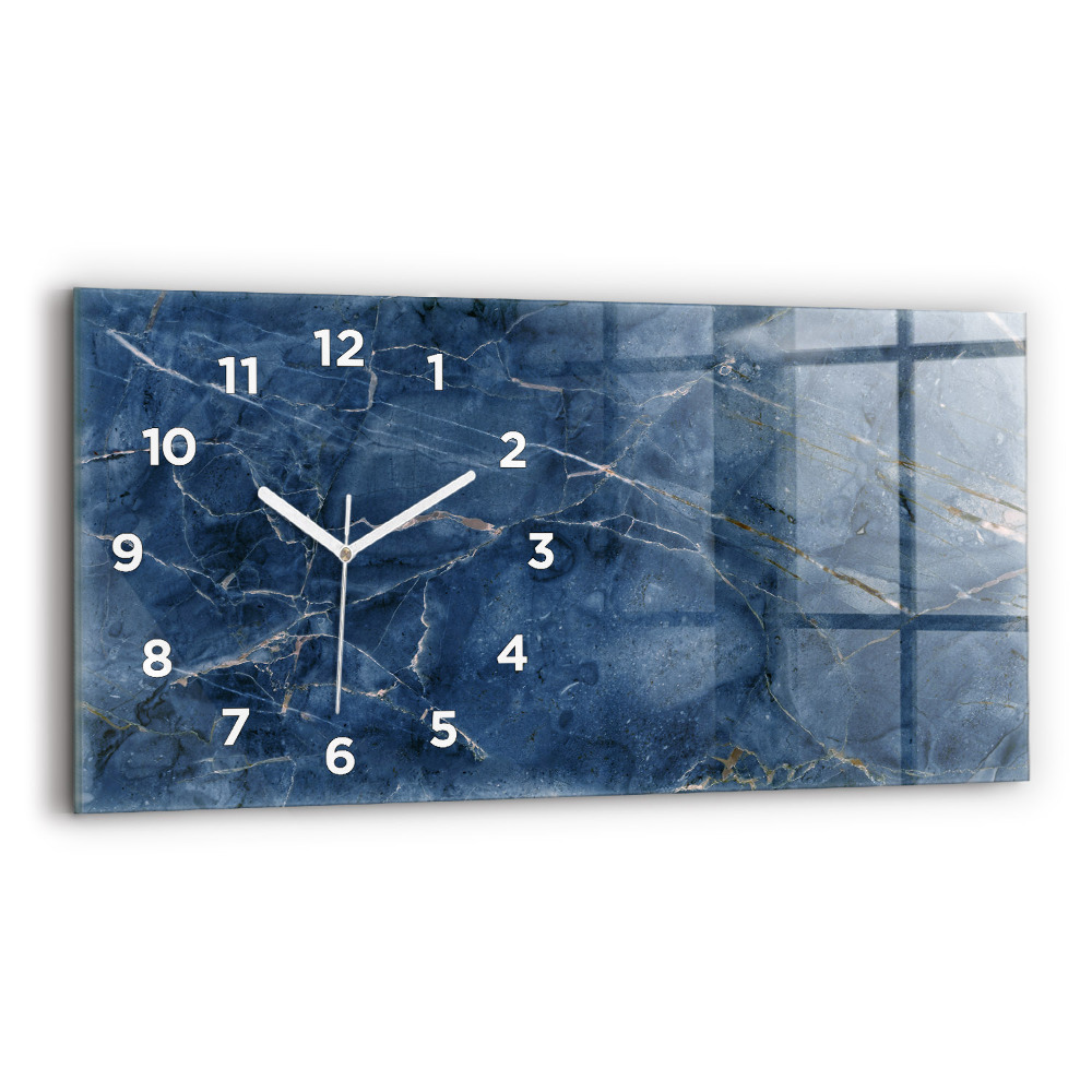 Horloge rectangulaire horizontale Texture marbre bleu