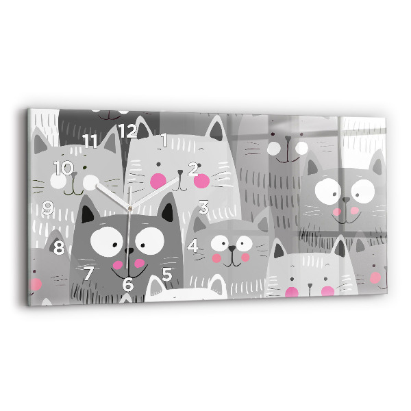 Horloge rectangulaire horizontale Motif avec des chats