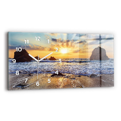 Horloge murale horizontale Coucher de soleil sur la plage