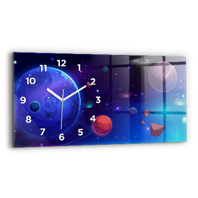 Horloge horizontale en verre Planètes galaxie