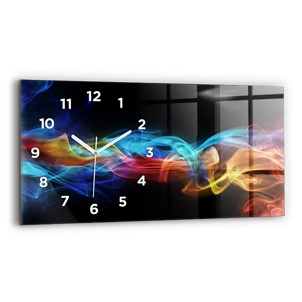 Horloge horizontale en verre Lignes abstraites colorées