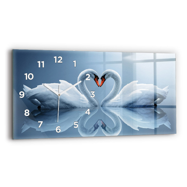 Horloge murale horizontale Cygnes dans le coeur