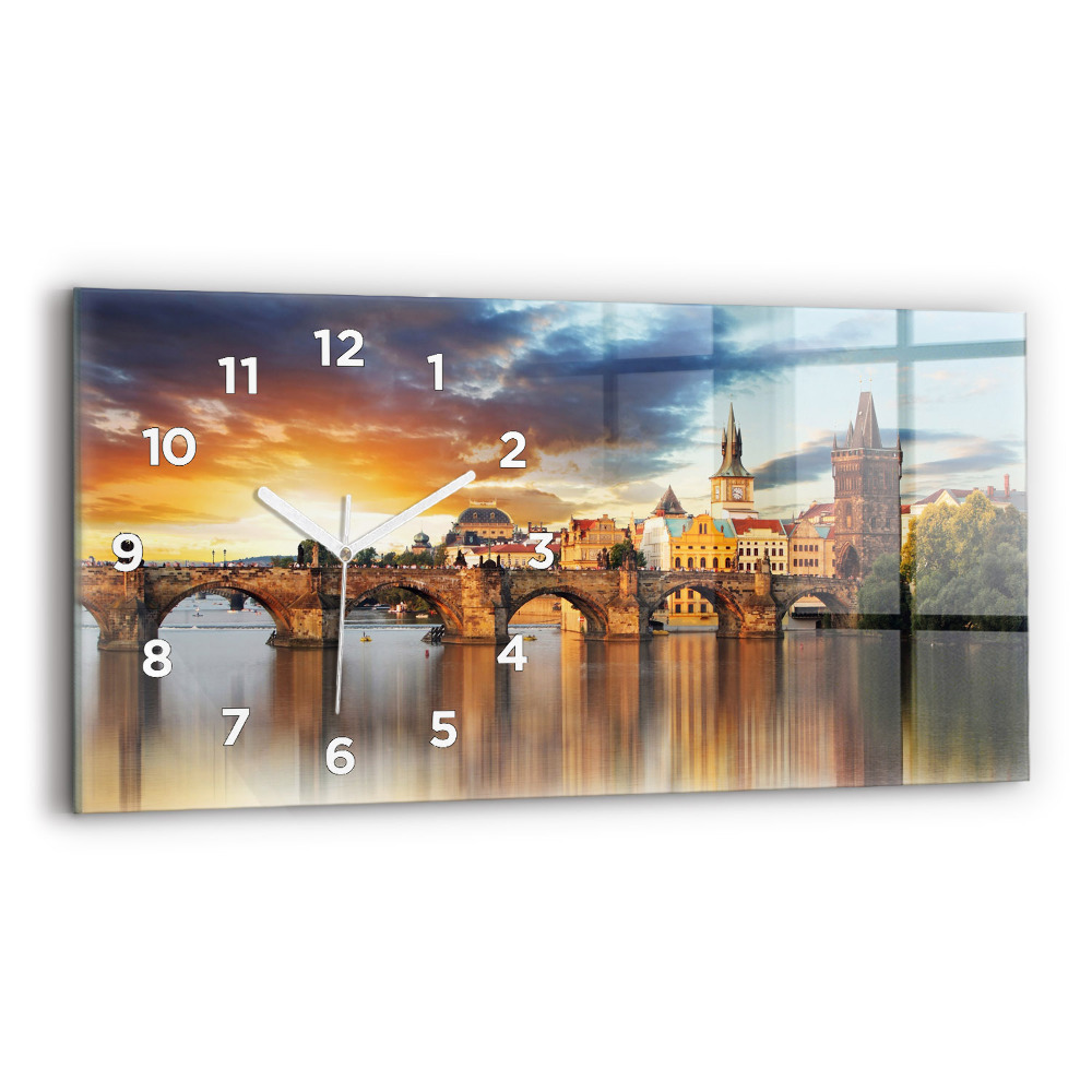 Horloge horizontale en verre Panorama sur une rivière