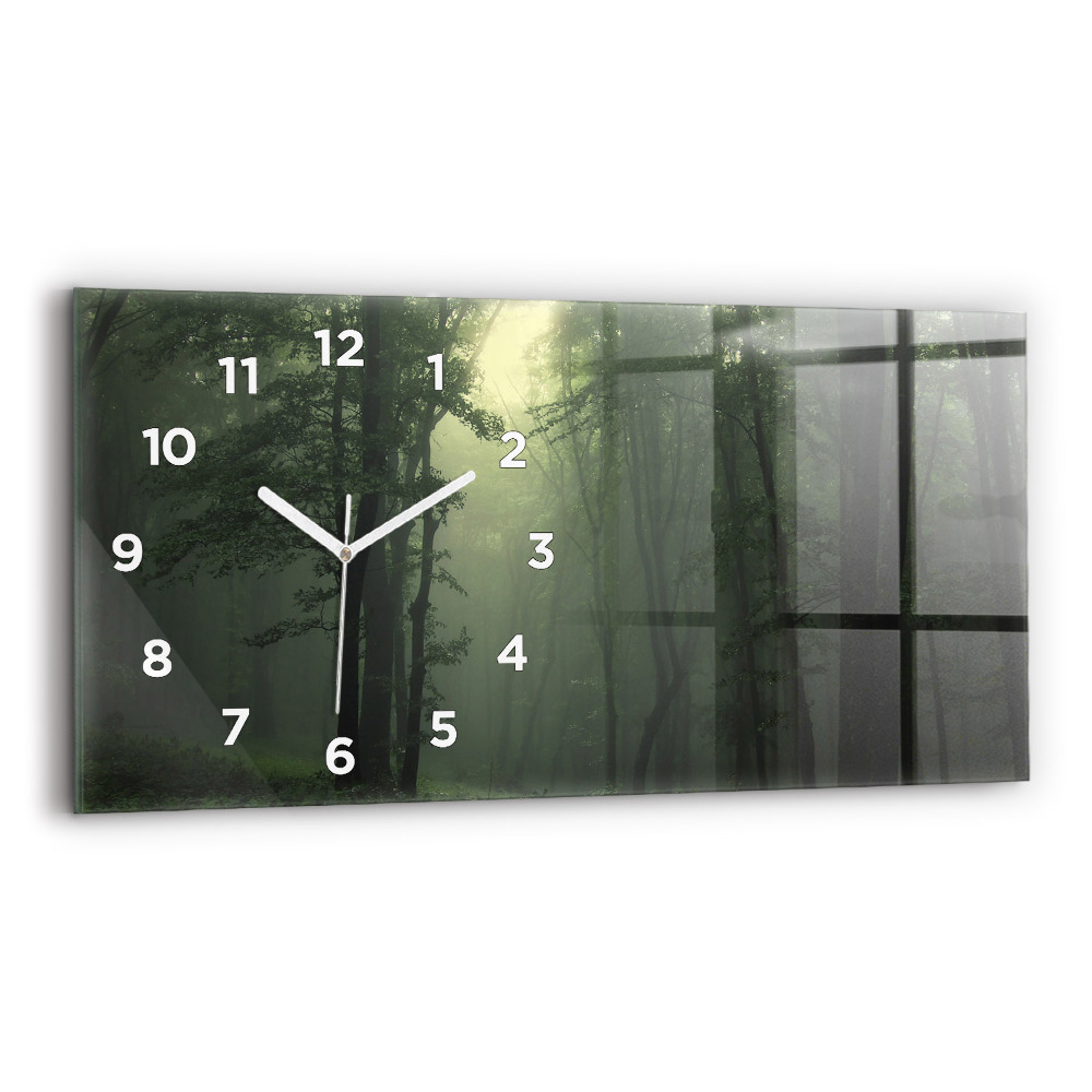 Horloge horizontale en verre Forêt brumeuse le matin