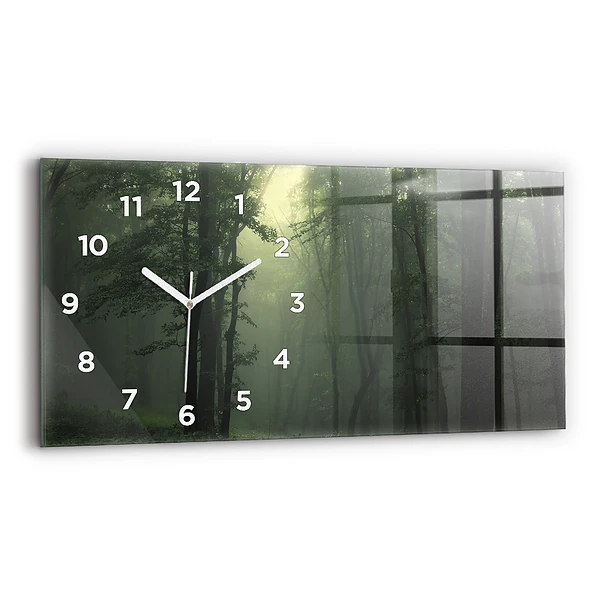 Horloge horizontale en verre Forêt brumeuse le matin