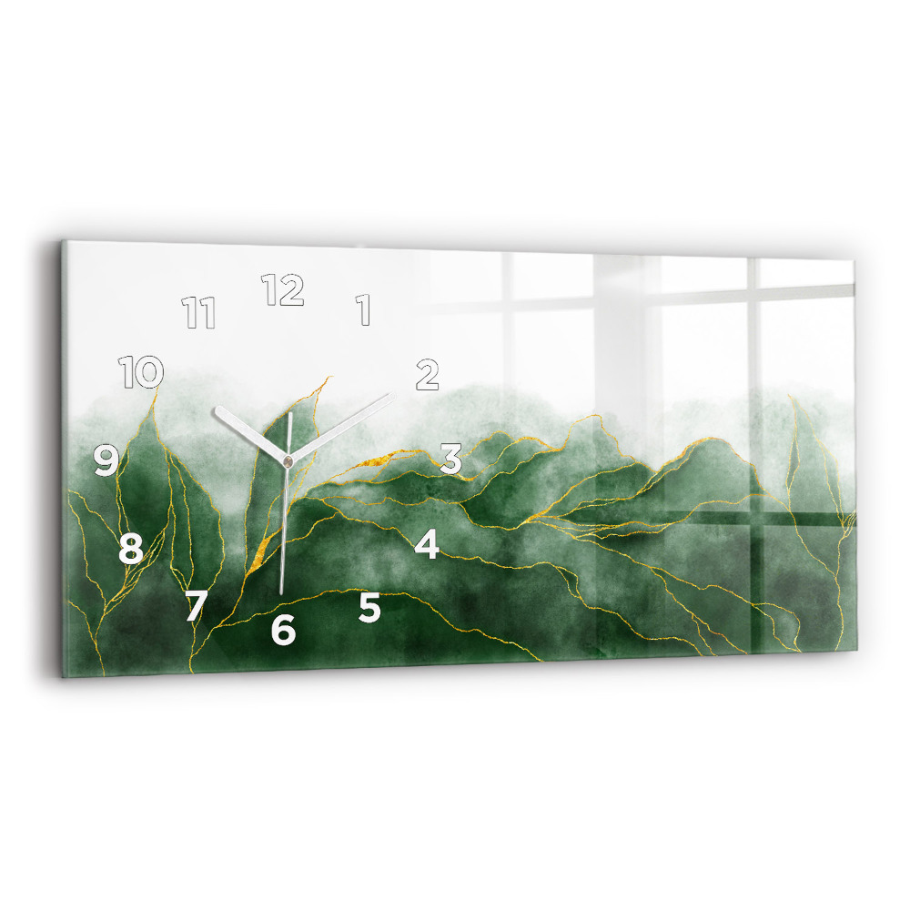 Horloge horizontale en verre Feuilles abstraites