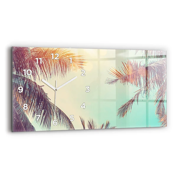 Horloge horizontale en verre Palmiers tropicaux