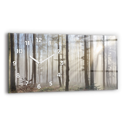 Horloge rectangulaire horizontale Forêt dans la brume